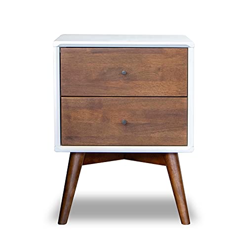 Home Square 3-Piece Solid Wood Bedroom Dresser & Nightstand Set in Walnut/White - Premium Wooden Bedroom Furniture for Master Bedroom, Guest Room, and Apartment Decor