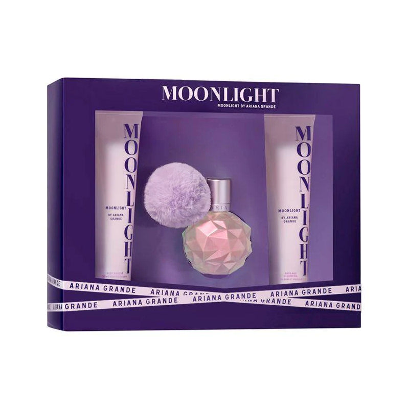 Ariana Grande Moonlight 3-Piece Gift Set for Women - 100ML Eau de Parfum Spray + 100ML Bath & Shower Gel + 100ML Body Souffle | Luxury Fragrance Gift Set for Her, Birthday, Anniversary & Valentine's Day