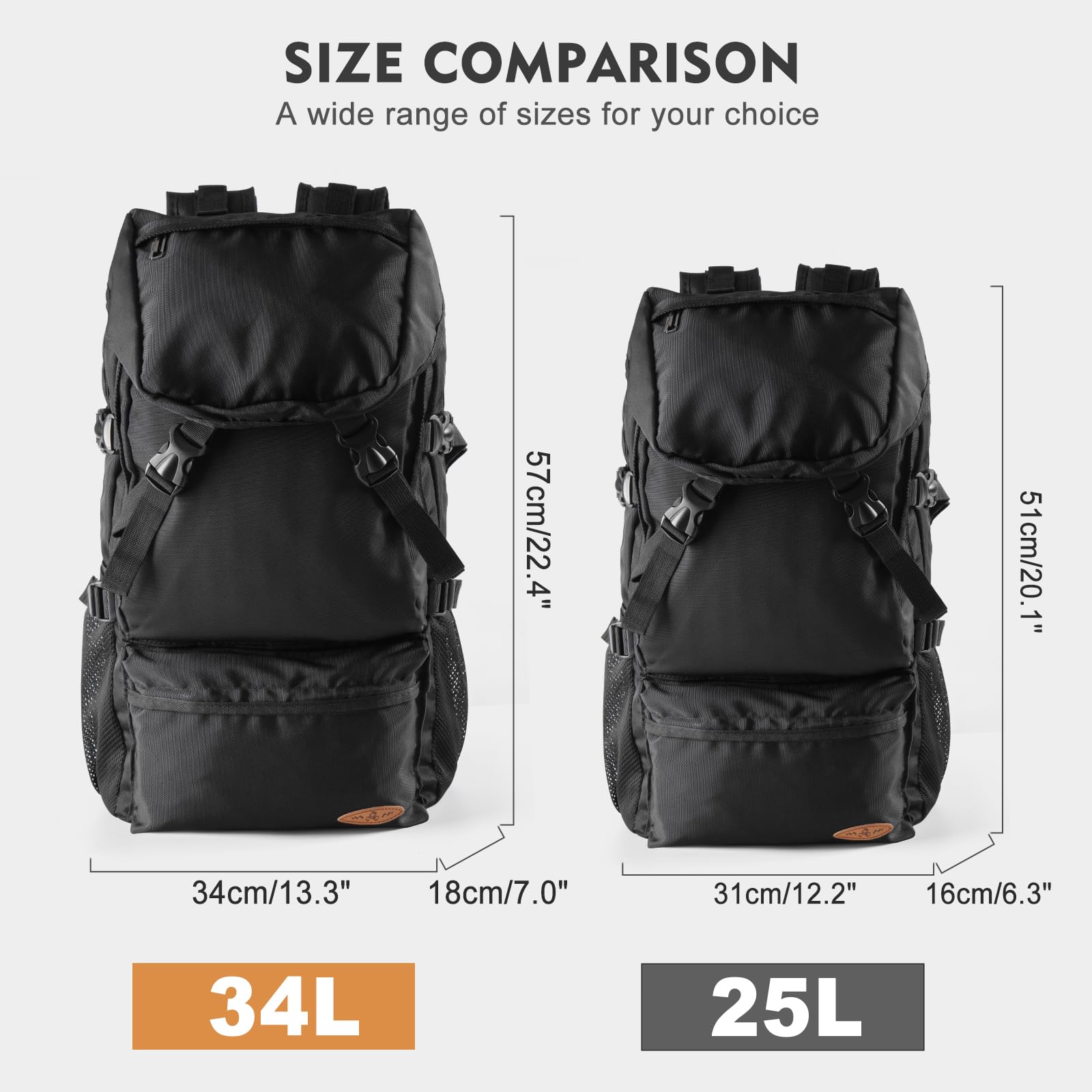 VGCUB Large Travel Backpack - Lightweight Waterproof Hiking & Camping Rucksack for Outdoor Sports, Gym & Daily Use - Extra Large Carry On Daypack for Men & Women (Black) - Perfect for Travel, Hiking, Camping & Work Commute