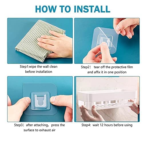 MorivaHomes Self-Adhesive Wall Mount Bathroom Shelf & Soap Dish Holder Set - Waterproof Bathroom Organizer for Shower, Kitchen, Vanity - White (2 Shelves + 2 Soap Dishes) - Perfect for Small Space Organization