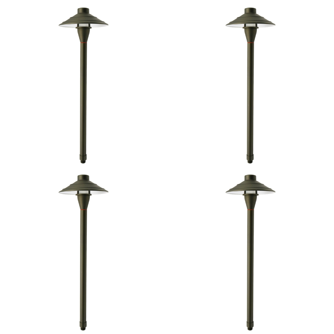 PL44B G4 3W 2700K LED Path Light - Solid Brass Mushroom Hat Landscape Lighting in Light Bronze Finish (4/8/12 Pack) - Perfect for Garden, Walkway, and Outdoor Pathway Illumination