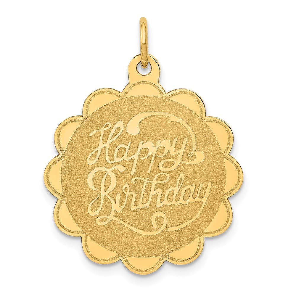 14k Yellow Gold Happy Birthday Charm Pendant - 28mm x 22mm Solid Gold Gift for Women, Birthday Jewelry for Mom, Daughter, Friend - Perfect for Birthdays, Anniversaries & Special Occasions