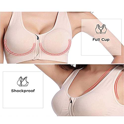 Wireless Post-Surgery Sports Bra for Women - Front Zip Yoga Bra with Padding - Perfect for Active Recovery, Yoga & Gym Workouts