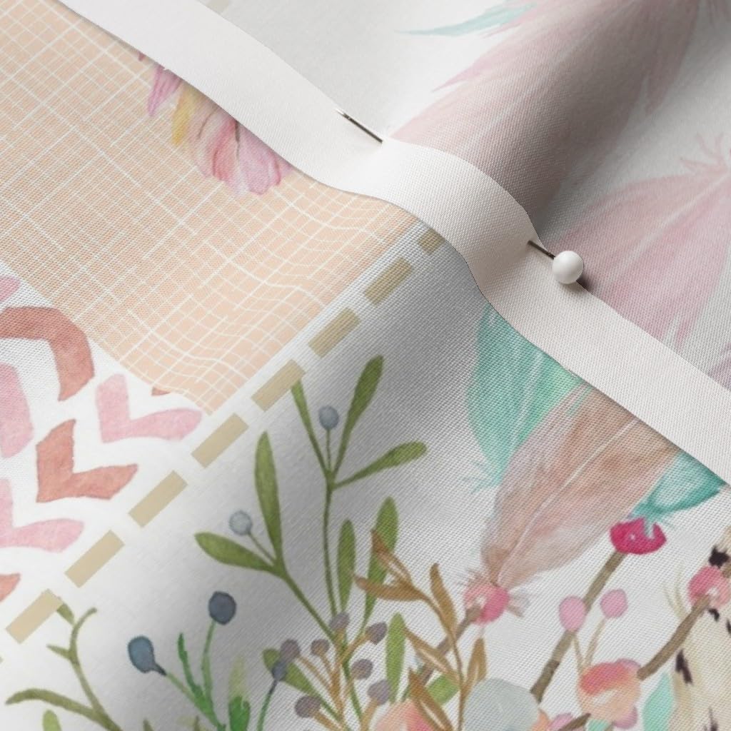 Dream Catcher Patchwork Cotton Poplin Fabric by The Yard - Pink Mint Printed Quilting Material for Girls Dresses, DIY Crafts & Home Decor | Perfect for Sewing Shirting, Quilts, Apparel and Craft Projects