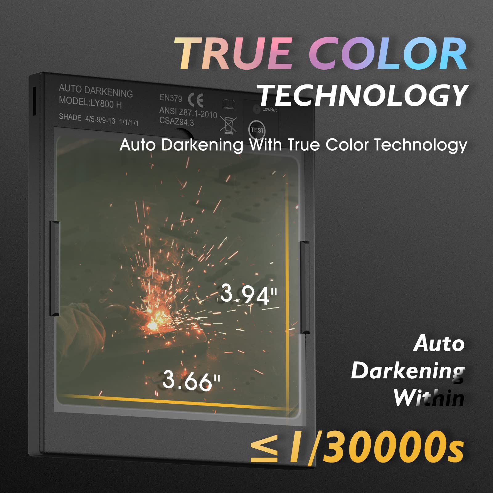 TOOLIOM True Color Auto Darkening Welding Helmet - 3.94