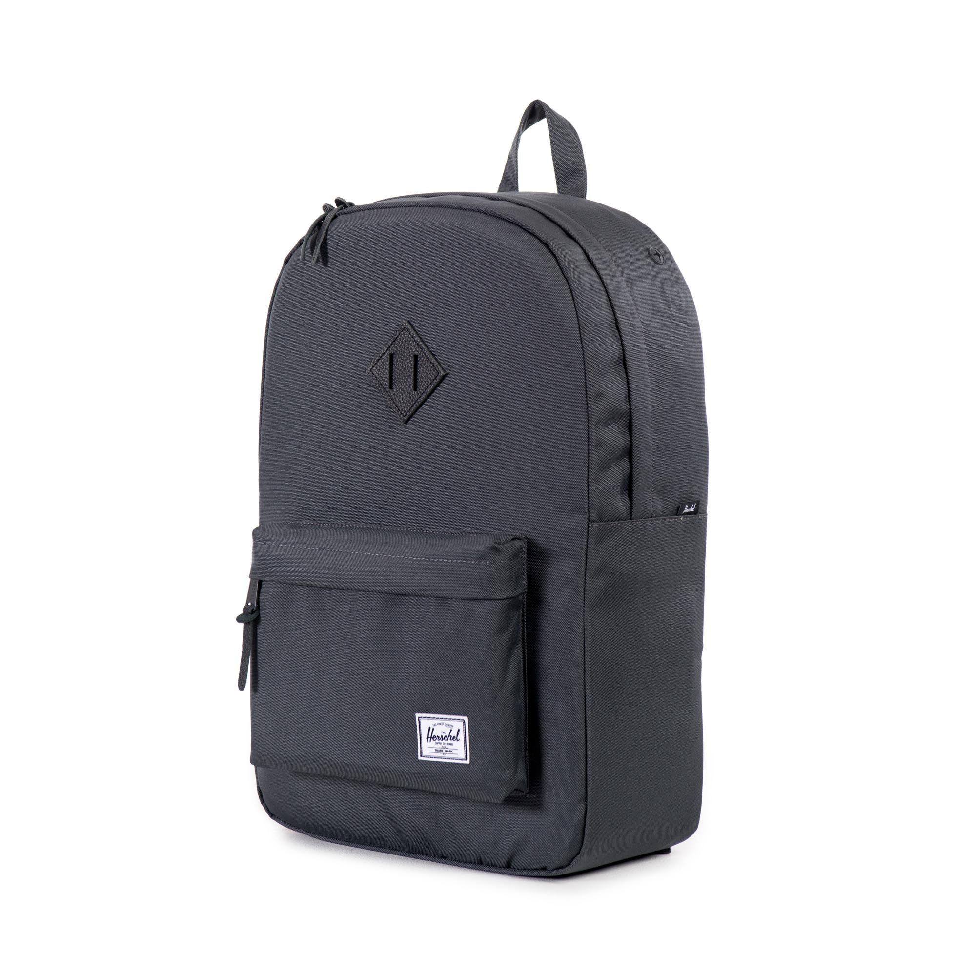 Herschel Heritage Backpack - Dark Shadow/Black Pebbled Leather - Stylish & Durable Laptop Backpack for Work, School & Travel