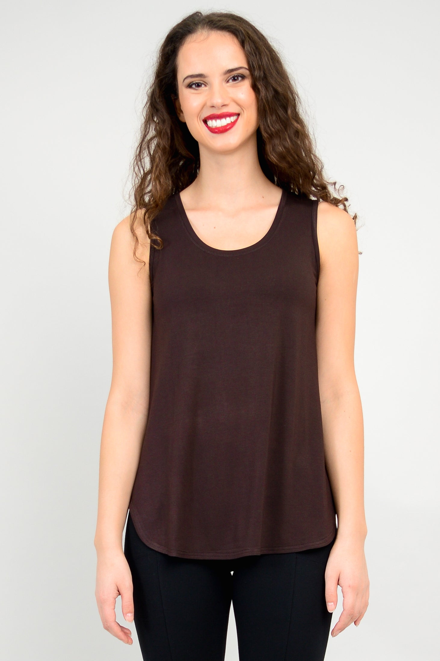 Stylish Jazz Tank Top for Women - Soft Bamboo Fabric, Coffee Color - Perfect for Casual Wear, Yoga & Summer Outfits