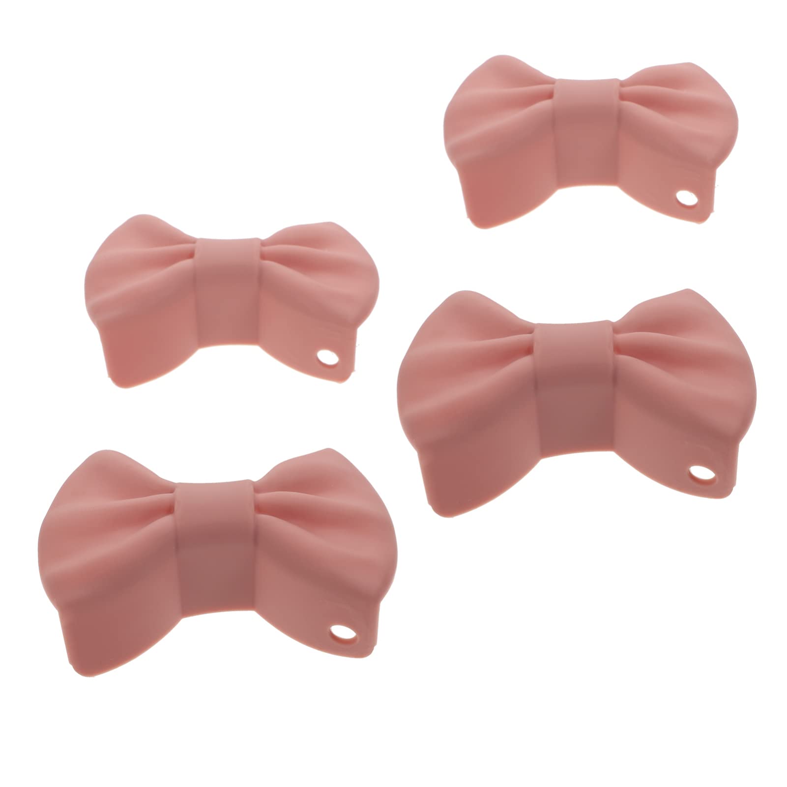 Cabilock 4pcs Silicone Heat Insulation Clips - Bow Design Pot Holders, Heat Resistant & Non-Slip Kitchen Clips, Wall Mountable (Pink) - Perfect for Cooking, Baking & Hanging Kitchen Utensils