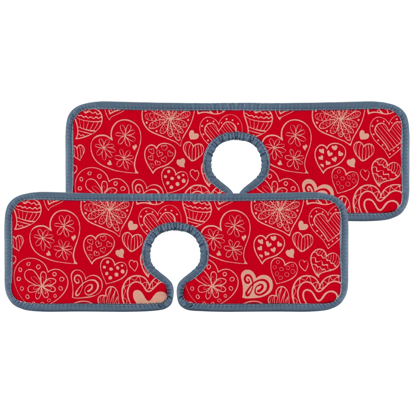 4 Pack Heart Faucet Drying Mat - Absorbent Splash Guard for Kitchen, Bathroom & RV Sink