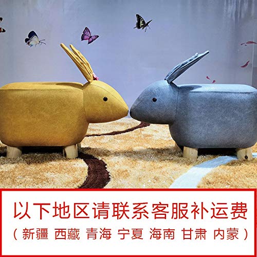 Ottomans Footstools - Rabbit Tattoo Ottoman Footstool, Creative Fashion Home Coffee Table & Shoe Bench, Cartoon Solid Wood Animal Stool (Golden Yellow) - Perfect for Living Room, Bedroom & Nursery Decor