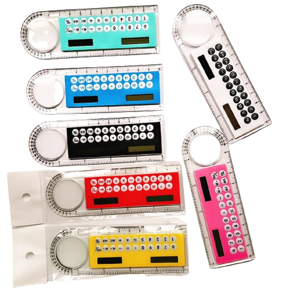 Mini Solar-Powered Scientific Calculator for Kids - Portable Transparent Display, Office & School Stationery, Ruler Included (Random Color) - Perfect for Classroom, Homework & STEM Learning