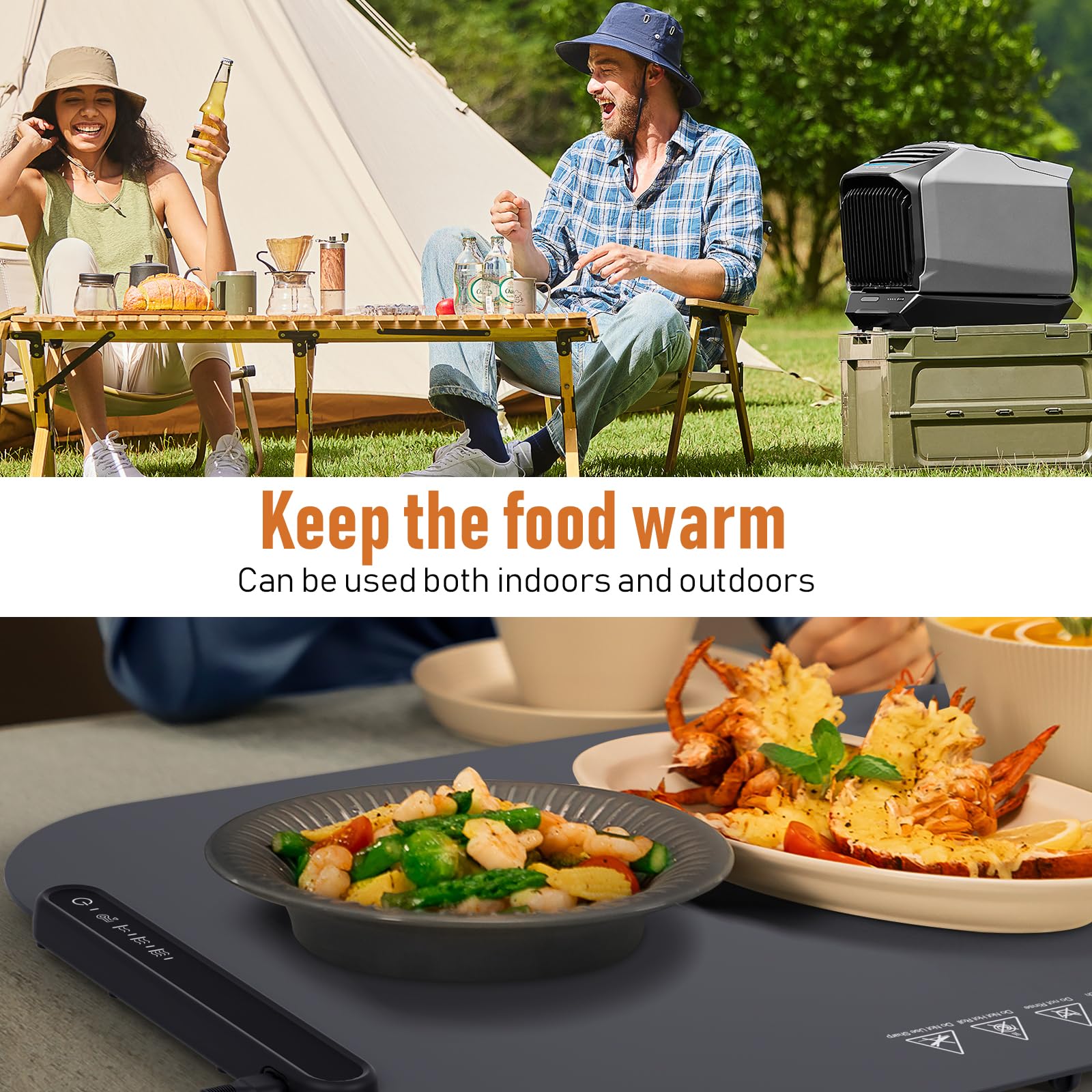 Electric Food Warming Mat - 3-Temperature Adjustable & Foldable Buffet Warmer Tray with Enhanced Heat Dissipation | Perfect for Parties, Gatherings, Catering & Home Dining