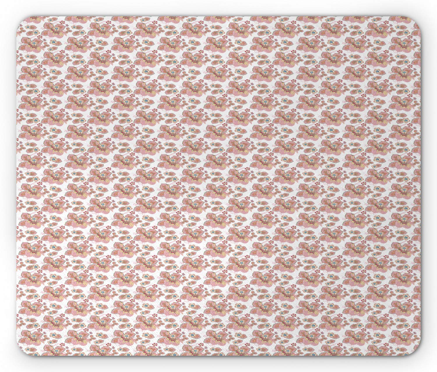 Ambesonne Floral Mouse Pad - Victorian Flowers Print English Garden Art in Pastel Tones, Non-Slip Rubber Mousepad, Standard Size Rectangle Desk Accessory for Office, Gaming & Home Computer Use