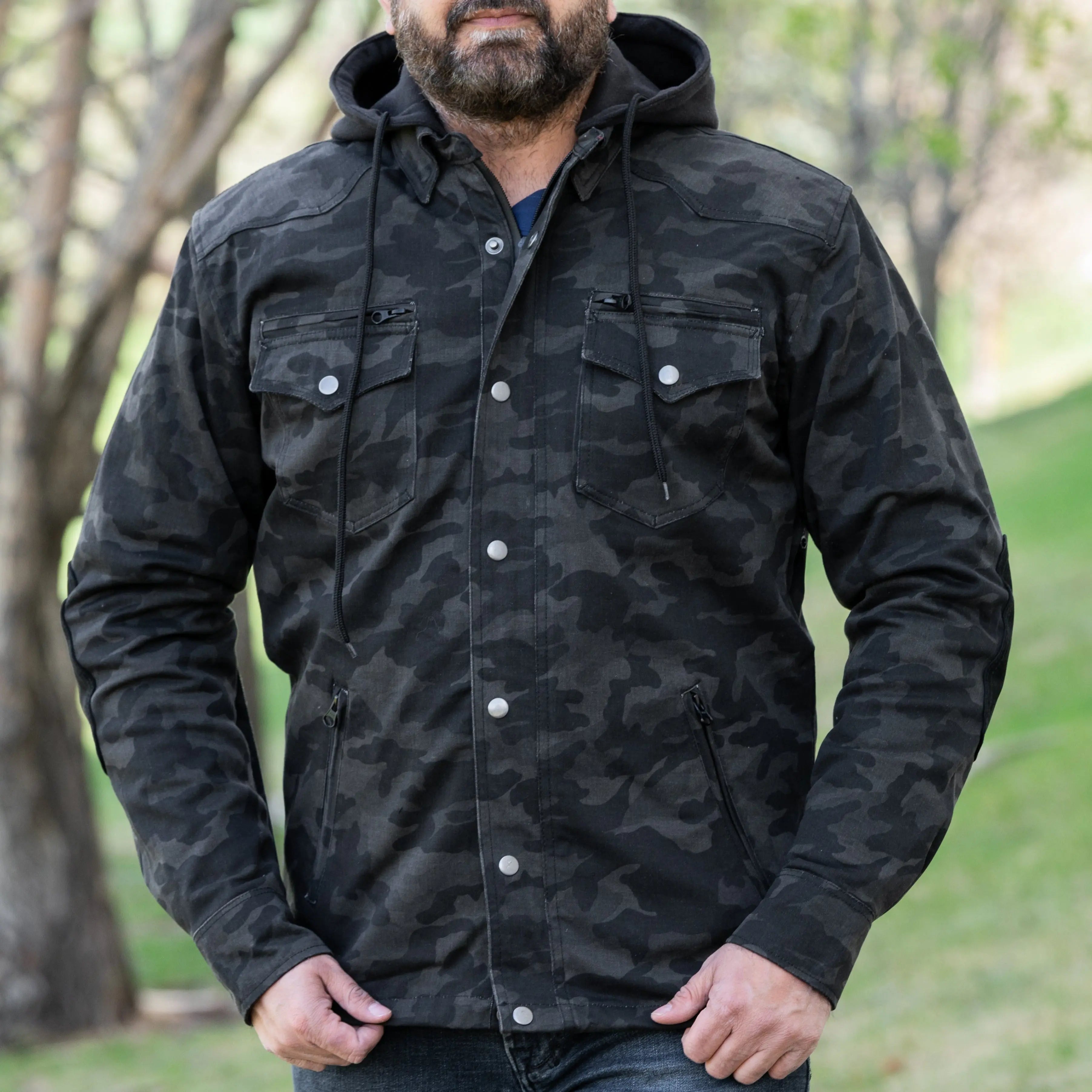 Men's Armored Biker Shirt with CE Level 2 Protection - Motorcycle Riding Gear for Safety & Comfort - Perfect for Street Biking & Long-Distance Tours