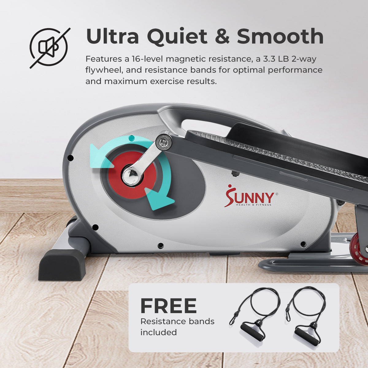Smart Stand/Sit Mini Elliptical Trainer with Resistance Bands - Portable Under Desk Elliptical Machine for Home & Office Workout, Perfect for Small Spaces and Sedentary Lifestyle