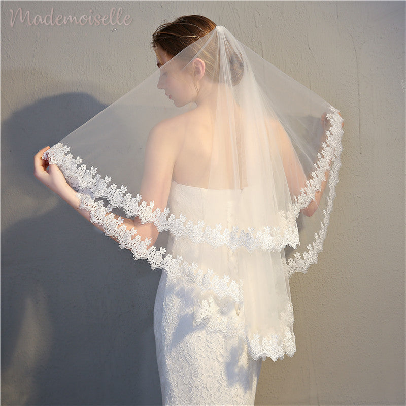 Davina Veil - Elegant Wedding Veil with Lace Trim for Brides | Perfect for Church Ceremonies, Garden Weddings & Formal Events