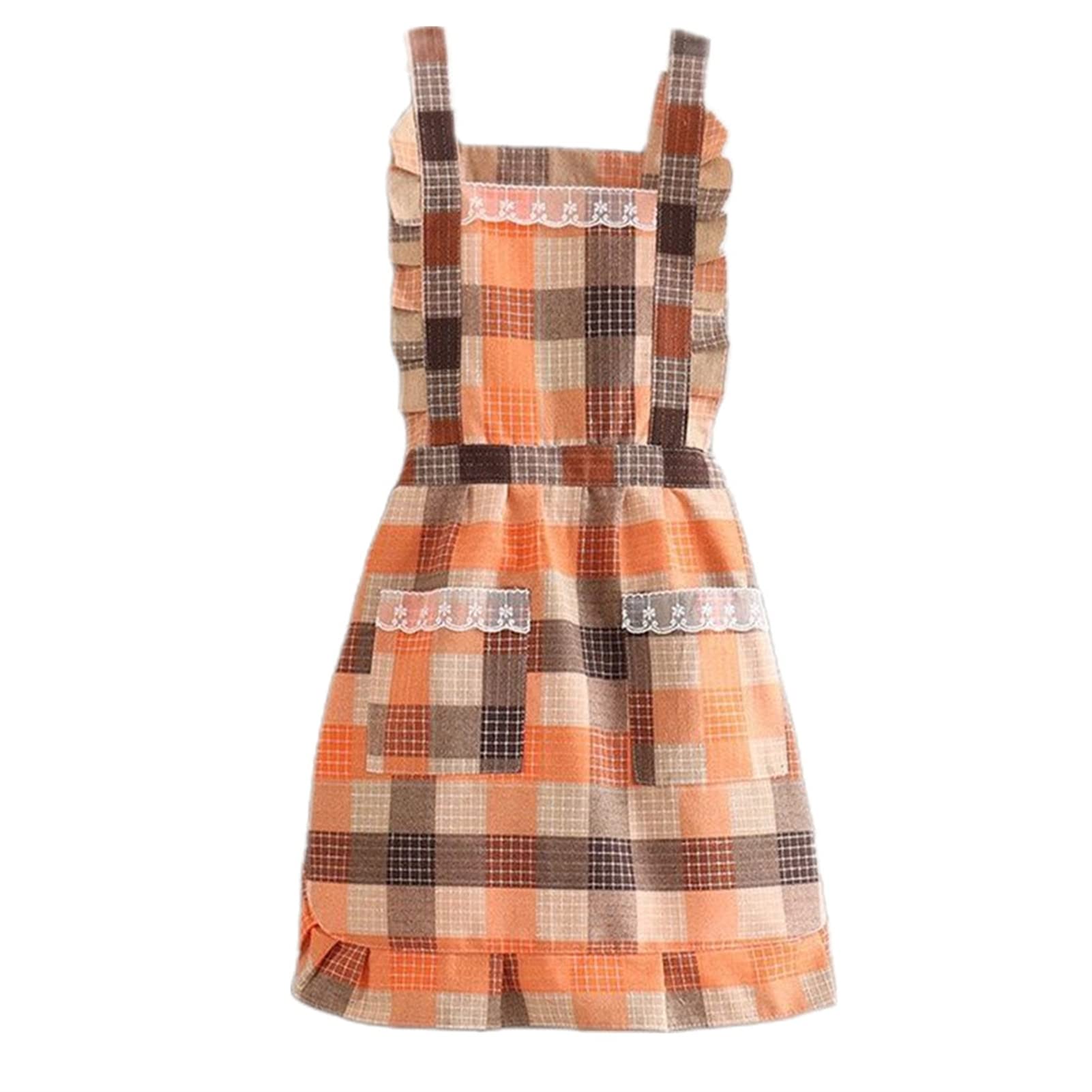 Yizelli Women's Ruffle Apron with 2 Pockets - Adjustable Kitchen Cooking Baking Apron for Home, Restaurant & BBQ - Perfect for Cooking, Baking, Cleaning & Hosting Parties