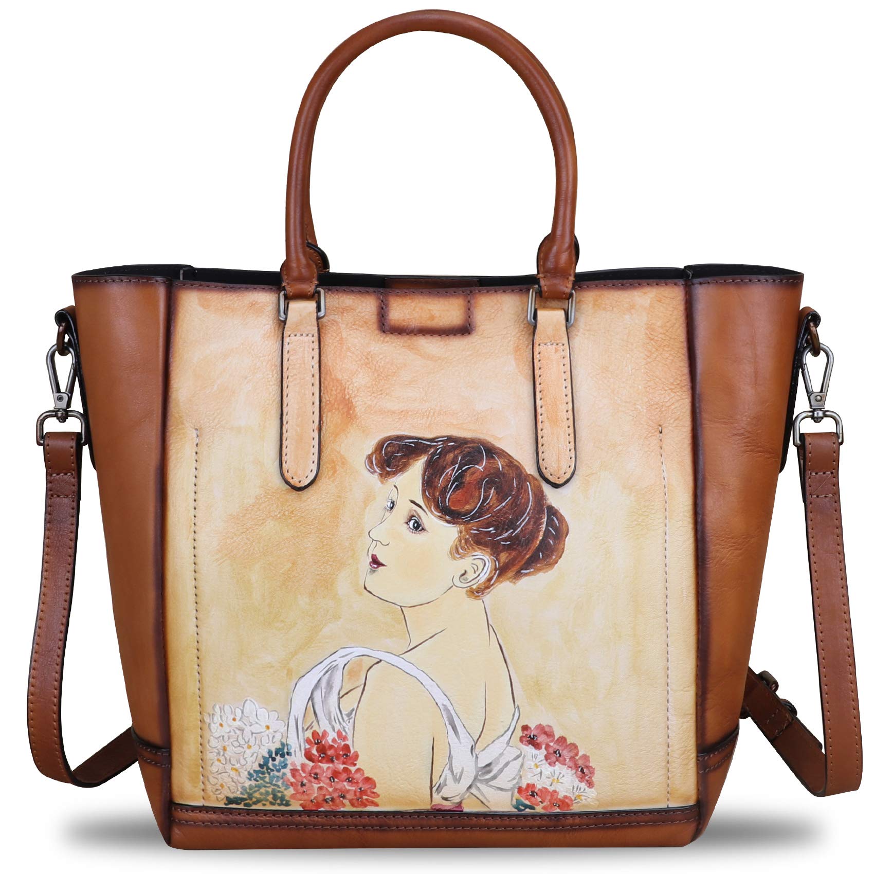 **Genuine Leather Handbags for Women - Vintage Handmade Tote Purse, Cowhide Shoulder Bag & Satchel - Top Handle Ladies Bags for Work, Travel & Everyday Use**