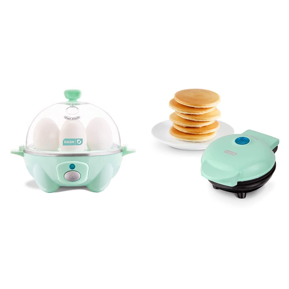 DASH Rapid Electric Egg Cooker & Mini Electric Griddle Set - Perfect for Cooking Eggs, Pancakes, Omelets & More - Ideal for Breakfast, Brunch & Quick Meals in Dorms, Offices & Small Kitchens