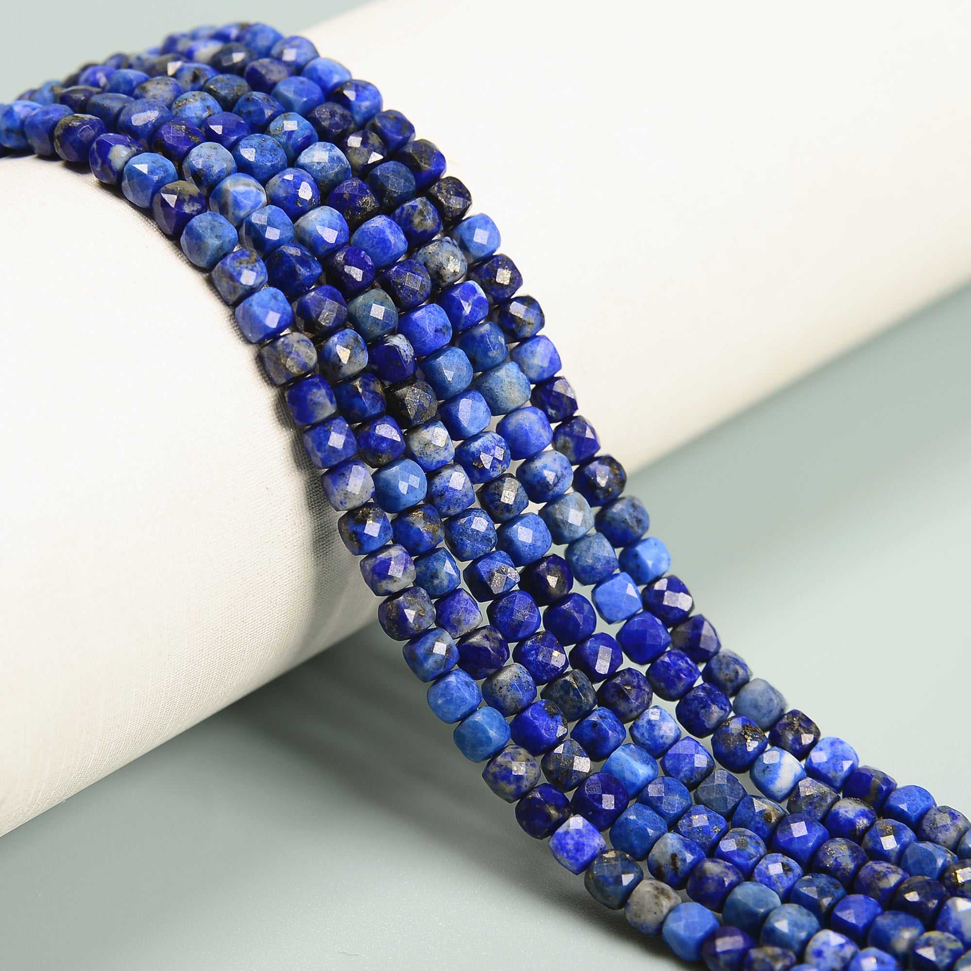 4mm Lapis Lazuli Faceted Square Cube Dice Beads - 15.5 Inch Strand for Jewelry Making, DIY Crafts & Healing Crystal Projects