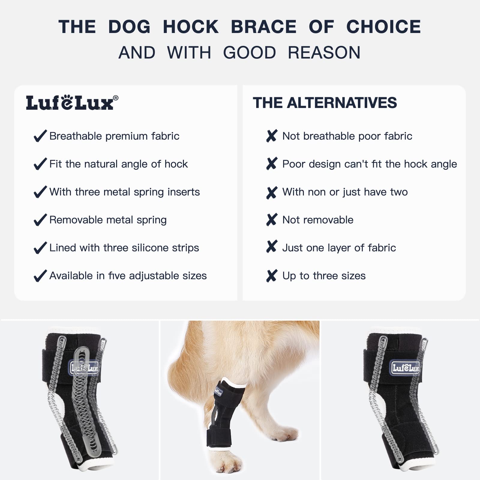 Dog Leg Braces for Back Leg Support - Adjustable Hock Joint Brace with 3 Metal Springs for Dogs with Fractures, Sprains & Arthritis (X-Large) - Ideal for Post-Surgery Recovery, Mobility Aid & Injury Prevention