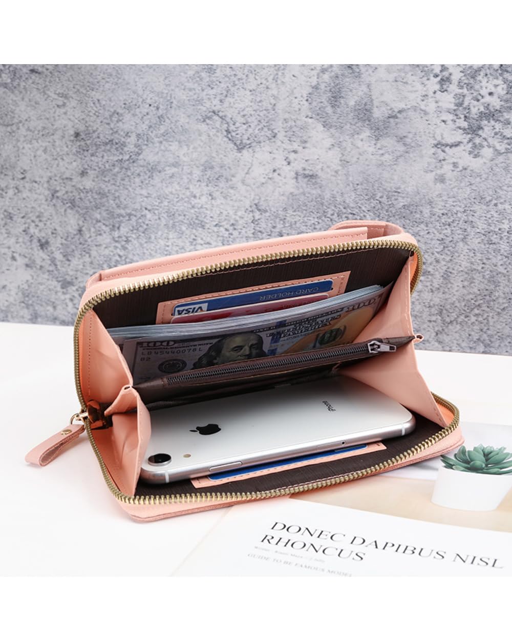 MOCA Women's Crossbody Sling Bag with Phone Holder - Stylish Wallet Purse Clutch for Women & Girls (Pink) | Perfect for Everyday Use, Travel, Shopping & Parties
