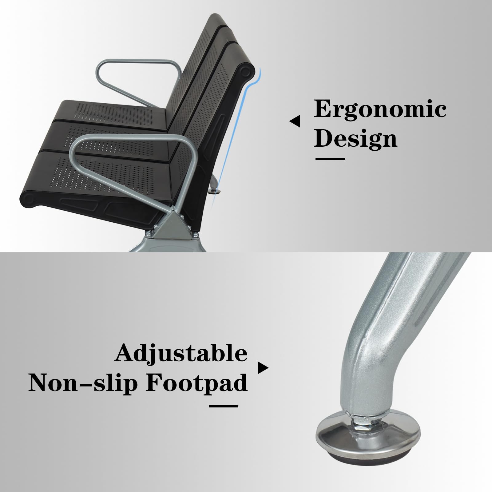Kinfant 3-Seat Waiting Room Chairs - Comfortable Reception Bench for Office, Airport, Bank, Hospital, Salon & Conference Room - Perfect for Guest Seating in High-Traffic Areas