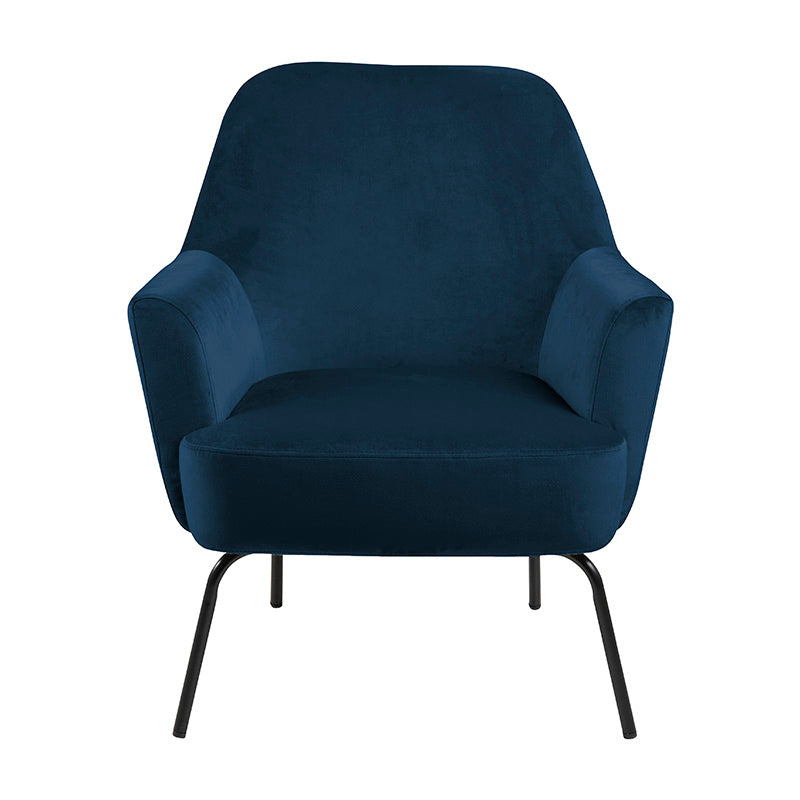 MONROE Lounge Chair - Navy Blue Mid-Century Modern Accent Chair for Living Room, Bedroom, or Office - Comfortable Upholstered Armchair with Solid Wood Legs