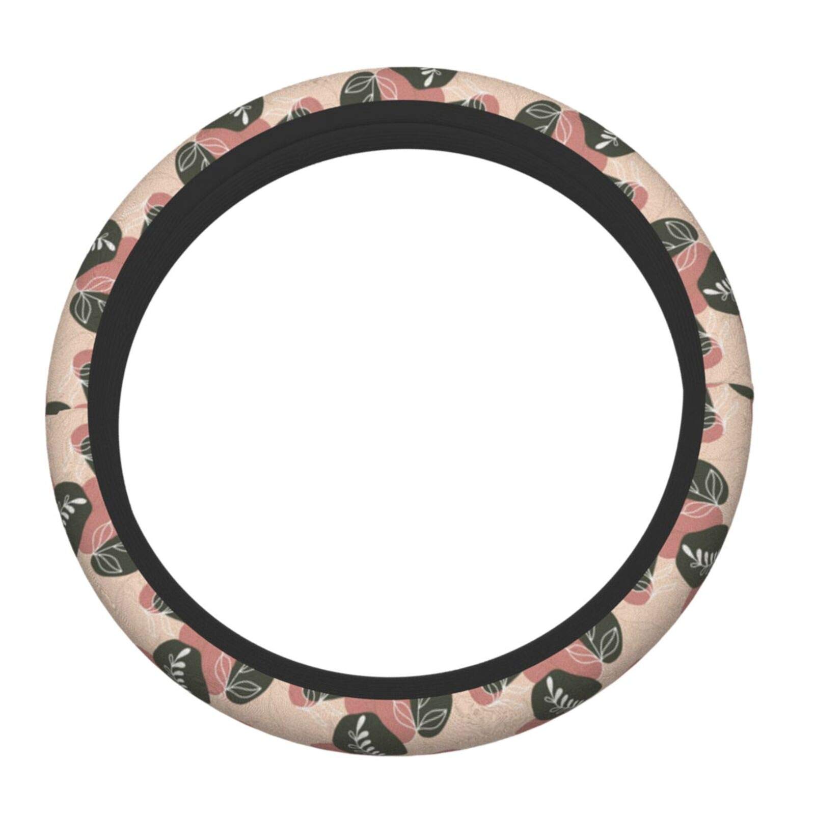 Premium Soft Leaf Pattern Steering Wheel Cover - Universal 15 Inch Fit for Cars, SUVs & Trucks - Neutral Colors for Men & Women - Comfort Grip & Heat Protection (Great for Commuting, Road Trips & Summer Driving)
