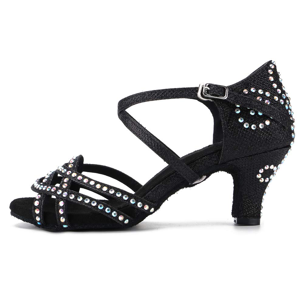 JUODVMP Women's Rhinestone Dance Shoes for Ballroom, Latin, Salsa, Bachata - Performance & Practice Shoes for Dancing, Perfect for Weddings, Parties, and Competitions