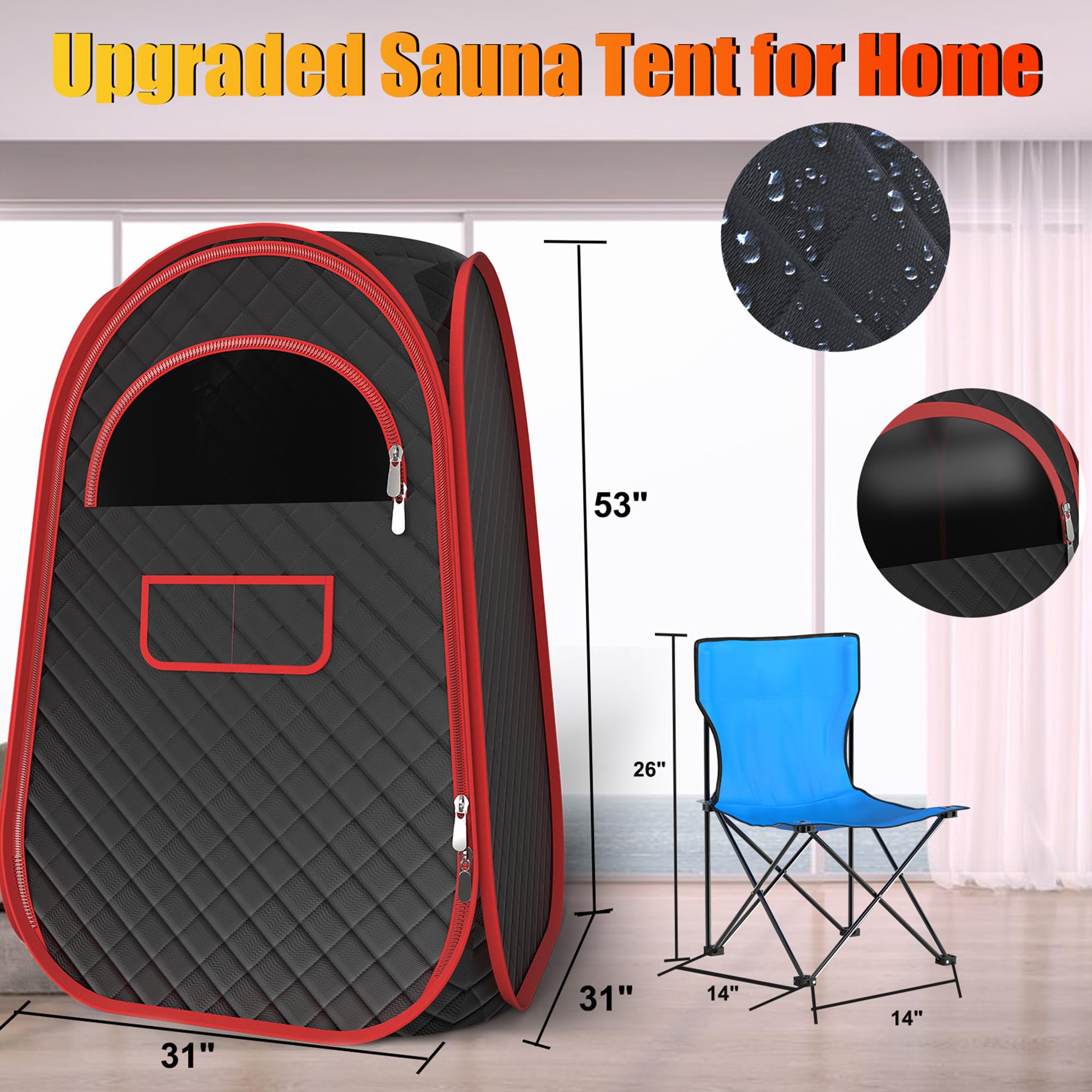 Portable Steam Sauna for Home - 2.6L Steamer with Remote Control, Folding Chair & Sauna Tent | Personal Relaxation & Detox | Perfect for Spa, Yoga & Post-Workout Recovery