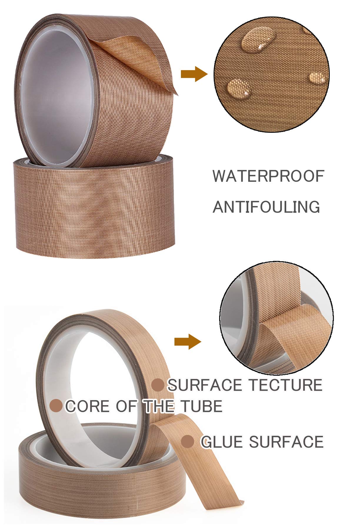 High Temperature PTFE Coated Fiberglass Teflon Tape - 1.18