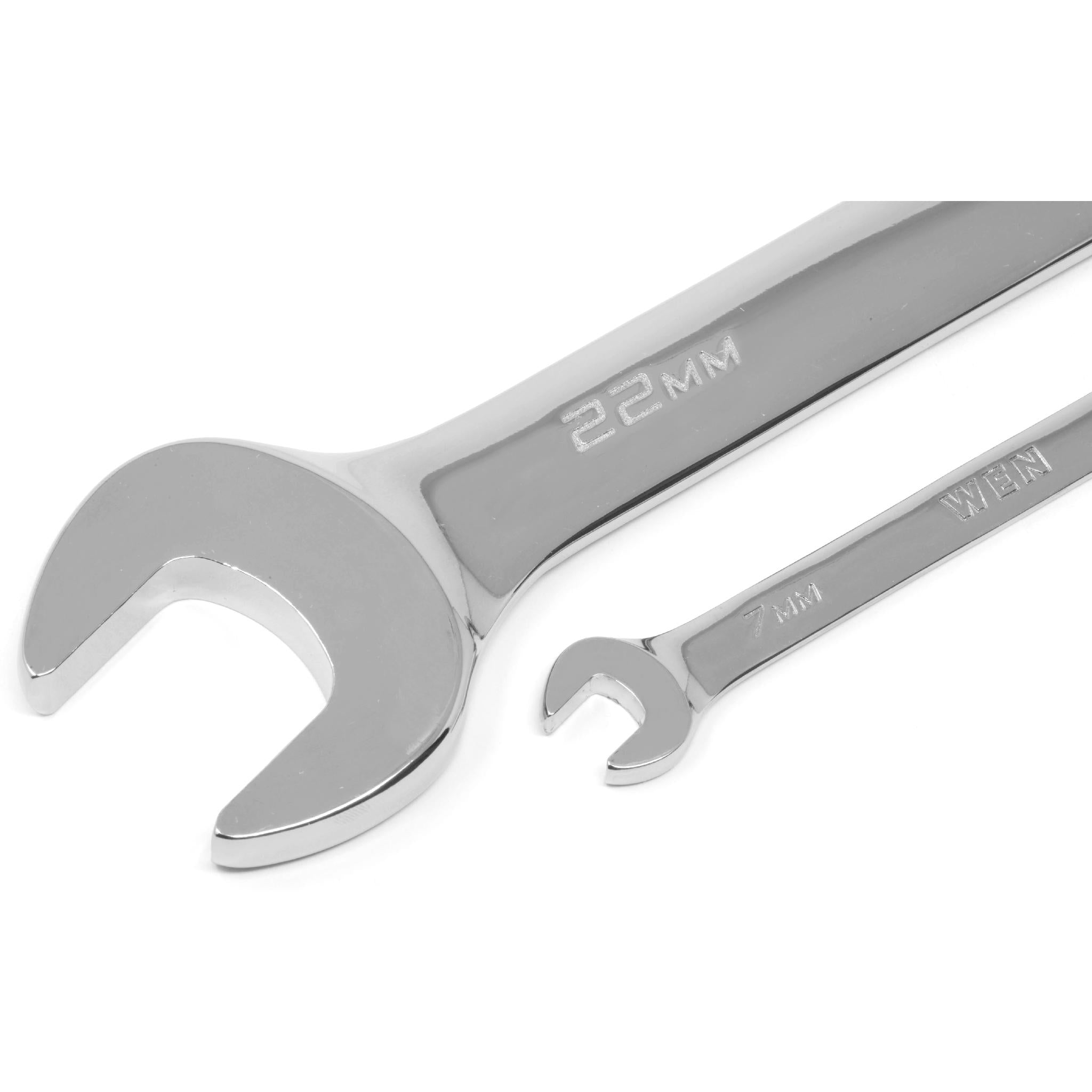 WEN WR160M 16-Piece Professional Grade Metric Combination Wrench Set with Storage Pouch - Perfect for Automotive Repair, DIY Projects & Home Maintenance