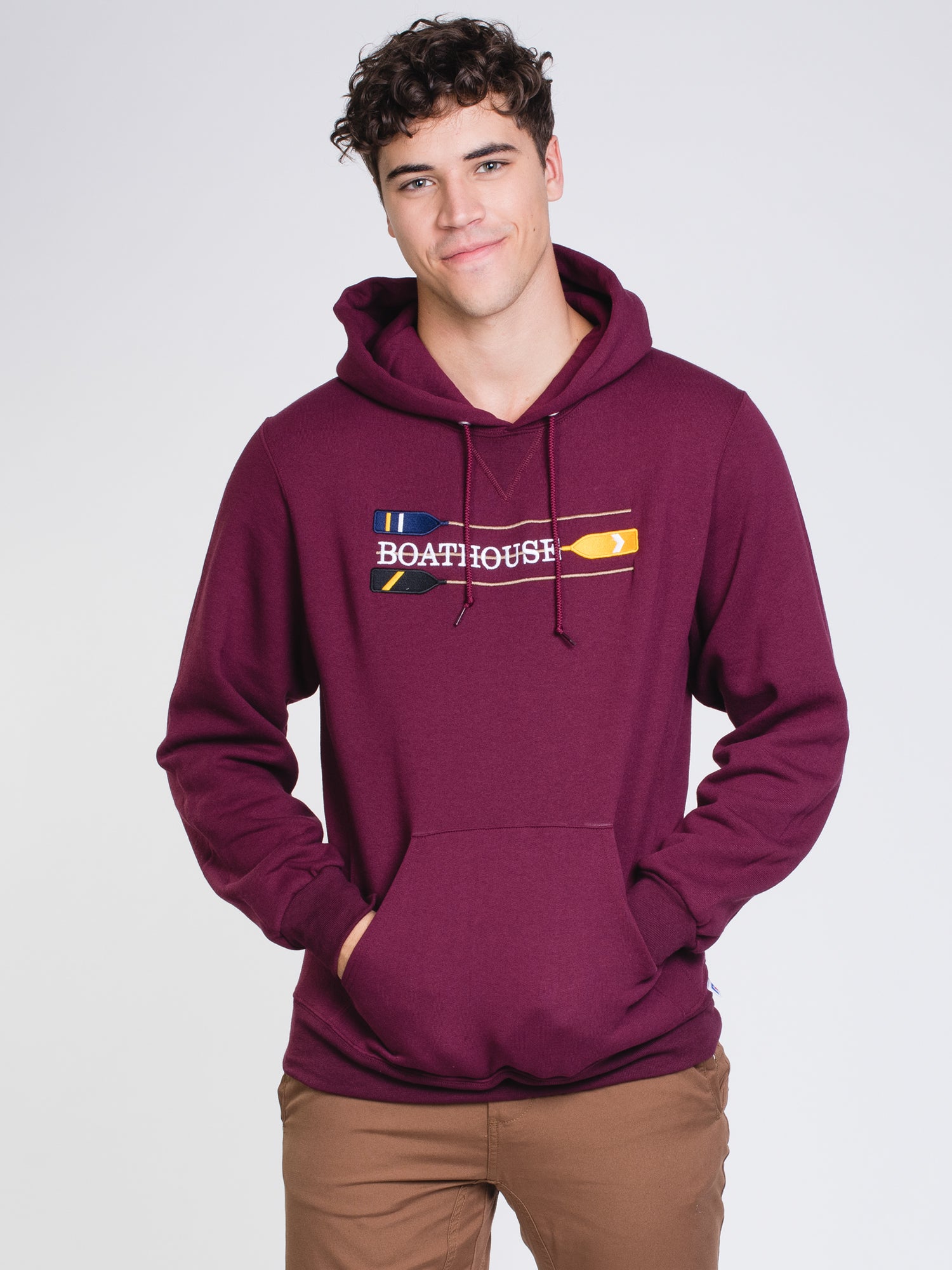 Boathouse Retro Oars Hoodie - Maroon Color | Vintage Style Pullover for Men & Women | Perfect for Outdoor Activities, Casual Wear & Water Sports