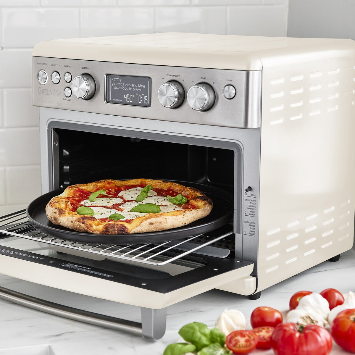 Elite Convection Air Fryer Toaster Oven with 12 Cooking Functions | 18QT Large Capacity Countertop Oven | Cloud Cream Color | Perfect for Baking, Roasting & Air Frying at Home