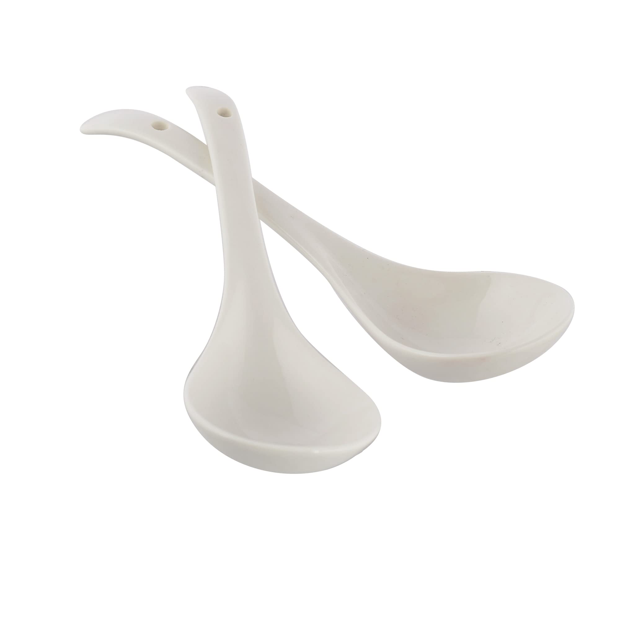 TAGROCK 9-Inch Ceramic Serving Spoon and Ladle Set - Microwave & Dishwasher Safe, Heat-Resistant, Pack of 2 (White) - Perfect for Soup, Salad, Pasta Serving and Kitchen Decor