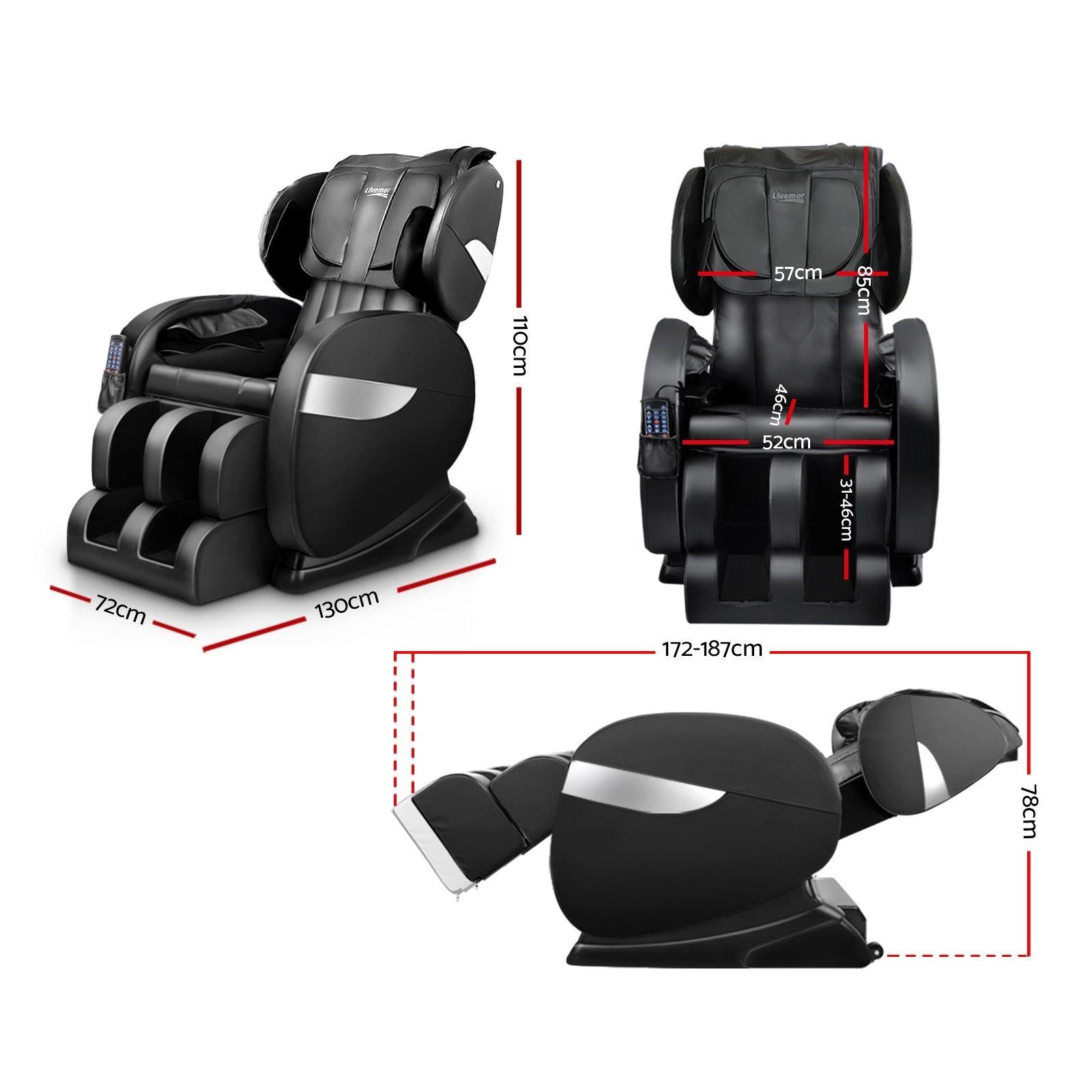 Livemor Electric Massage Chair with Zero Gravity Recliner - Full Body Shiatsu Massage for Home & Office Relaxation