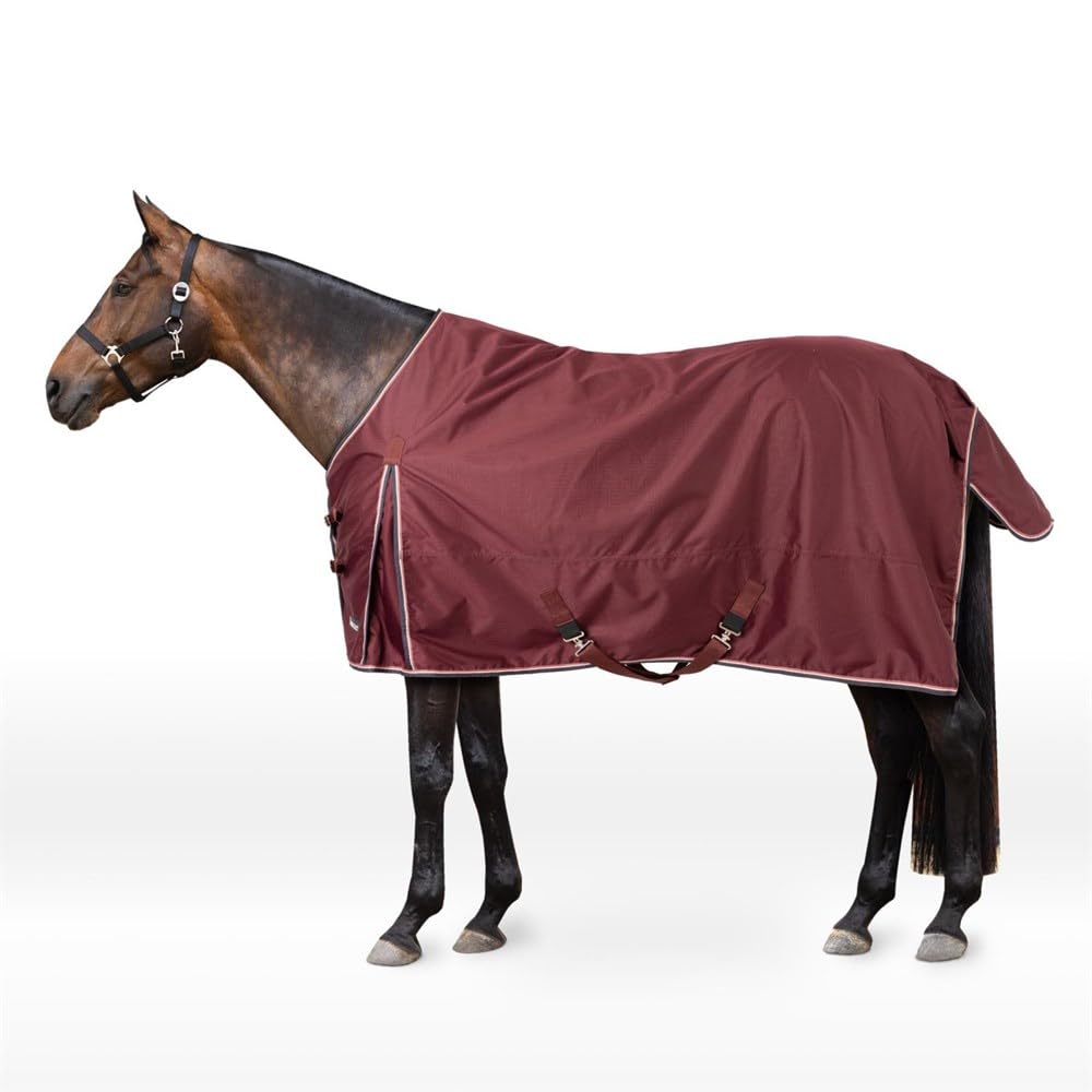 HORZE Glasgow Lightweight Waterproof Horse Turnout Blanket 100g Fill - Burgundy 78 Inch - Perfect for Cool Weather & Outdoor Riding