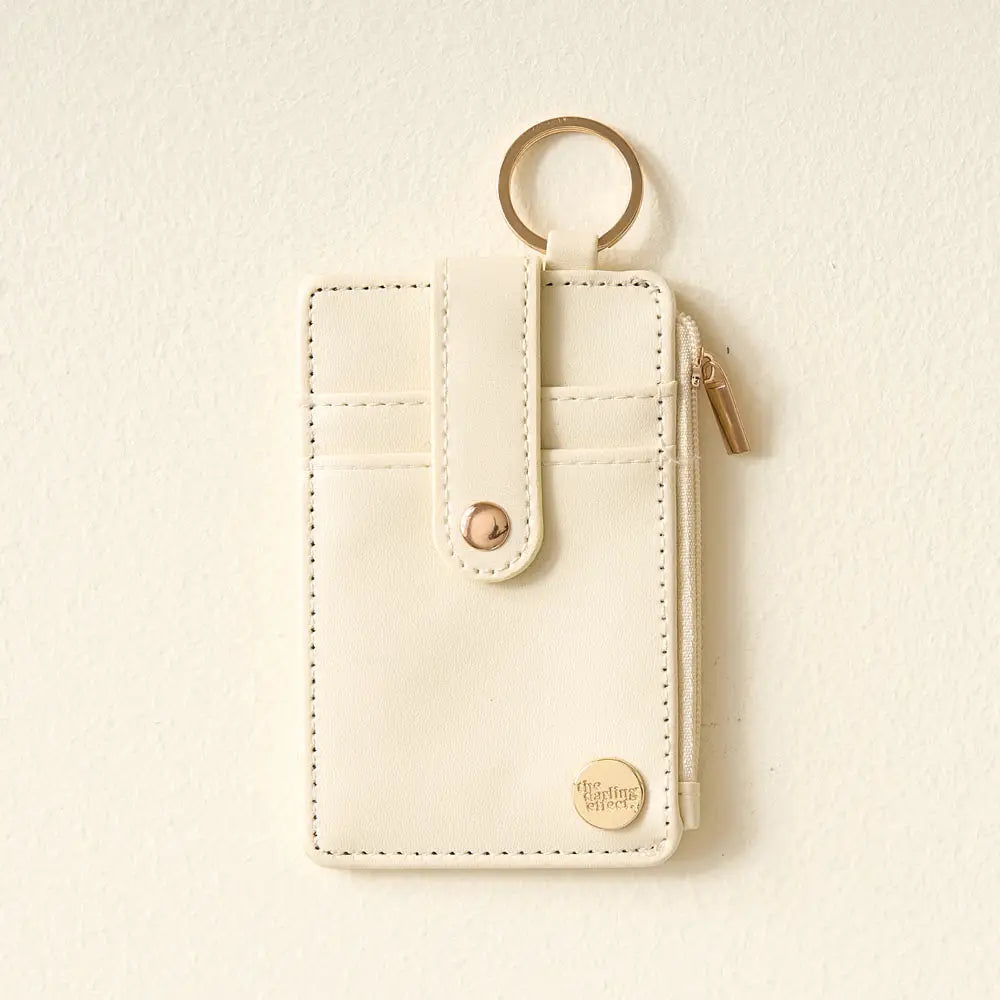 Premium Leather Cream Keychain Wallet - Compact & Stylish for Keys, Cards & Cash - Perfect for Travel, Gym & Everyday Use