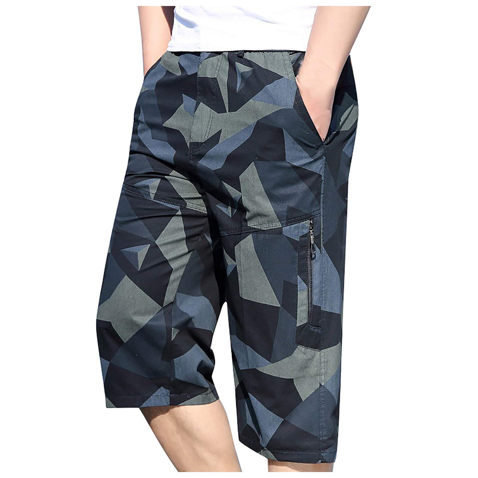 Ymibull Men's Workout Shorts - Summer Casual Fitness & Bodybuilding Shorts with Printed Pockets - Gym, Running, Basketball & Lounge Wear
