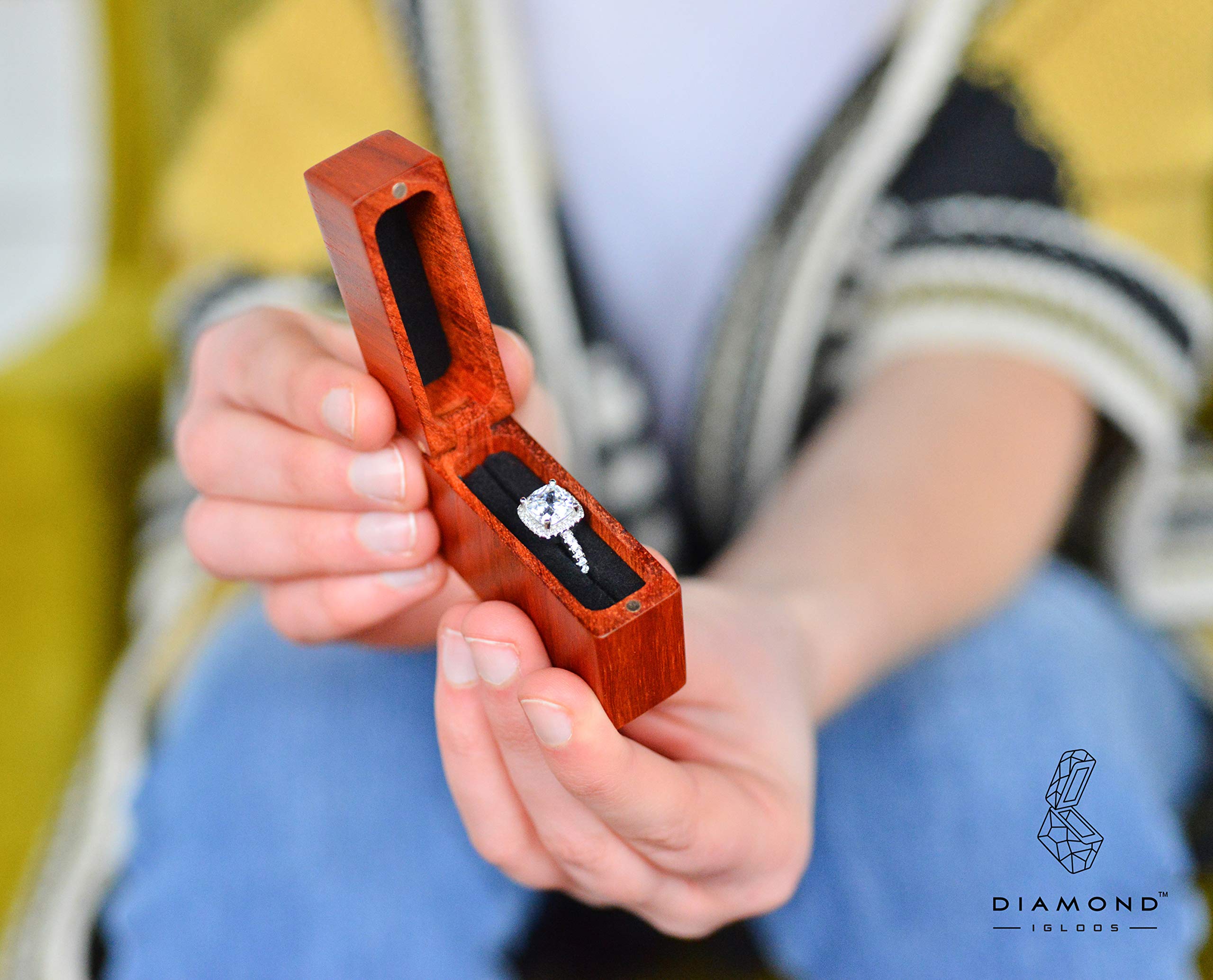 Handcrafted Rosewood Ring Box with Jewelry Cleaning Cloth - Premium Wooden Engagement Ring Holder for Proposal, Wedding & Jewelry Storage - Perfect Gift for Brides, Couples & Special Occasions