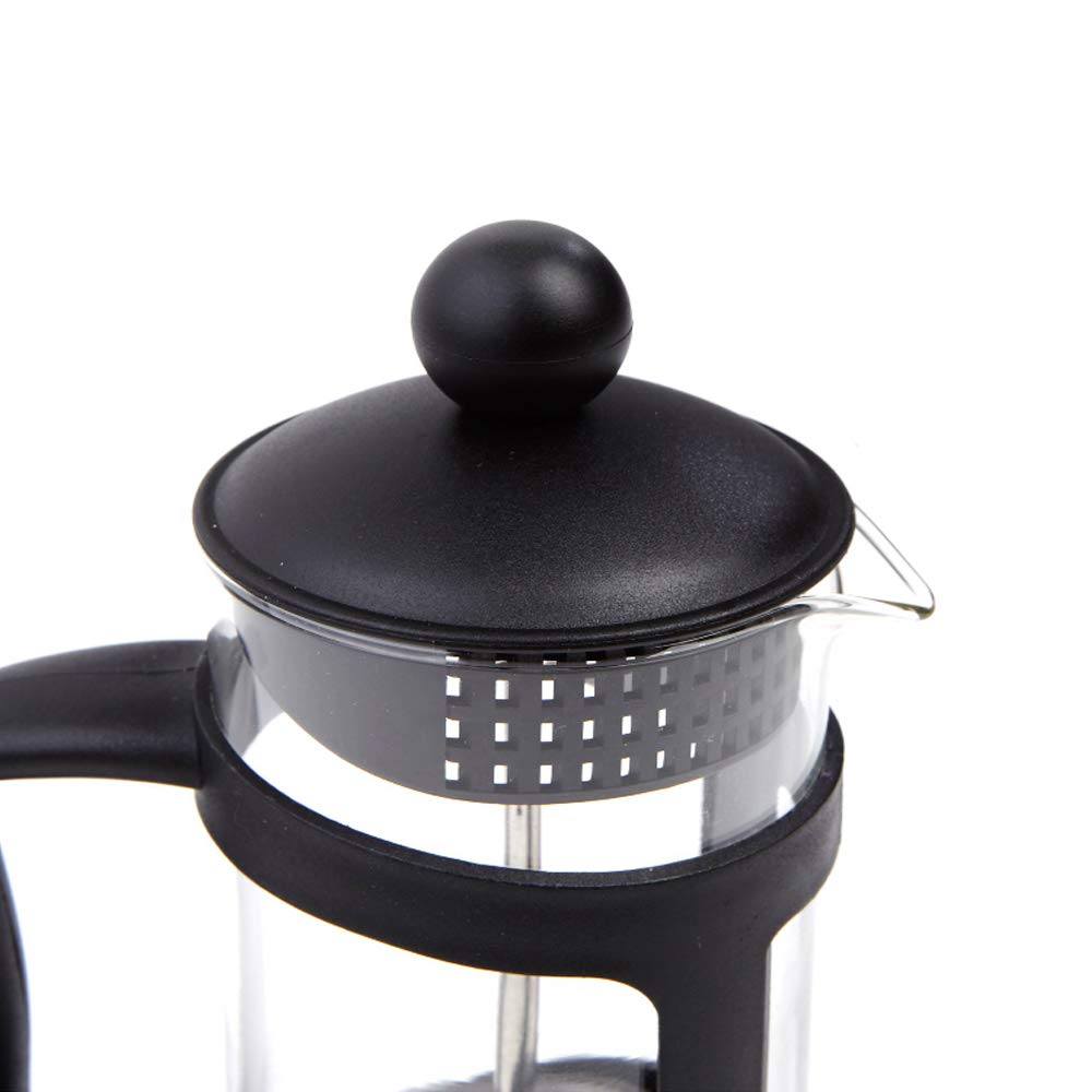 Premium French Press Coffee Maker - 12 Oz High Borosilicate Glass with Stainless Steel Reusable Filter (Black) | Perfect for Home, Office & Camping Brewing