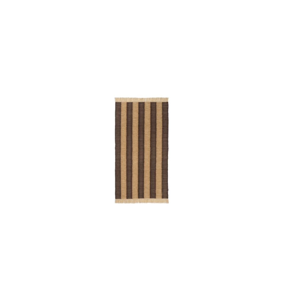 FERM LIVING Ives Rug - Tan & Chocolate Handwoven Area Rug - 2 Size Options (5'x8' & 8'x10') - Perfect for Living Room, Bedroom or Office Decor
