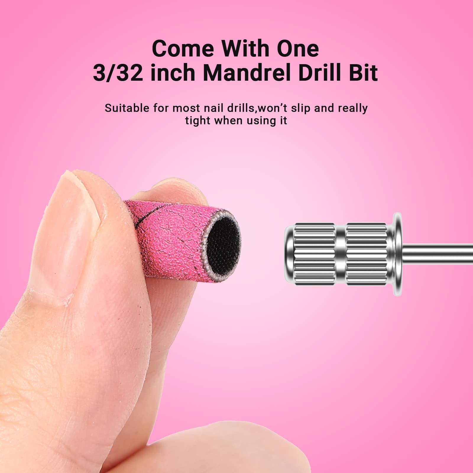 MelodySusie 100 Pcs Nail Drill Bits Sanding Bands - 150 Medium Grit Nail File Sanding Bands for Acrylic Nails, Gel Manicures & Pedicure | Professional Nail Art Tools for Salon & Home Use