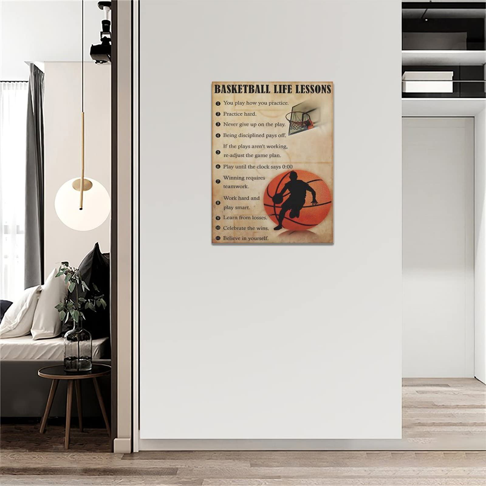 Basketball Wall Art - Motivational Canvas Print 12x16 for Gym & Room Decor