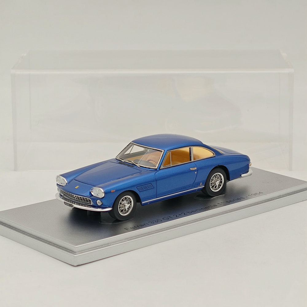 1:43 ESVAL MODEL Ferrari 330 GT 2+2 Berlinetta 1964 Blue Resin Diecast Car - Collectible Vintage Ferrari Model for Display, Gifts & Car Enthusiasts