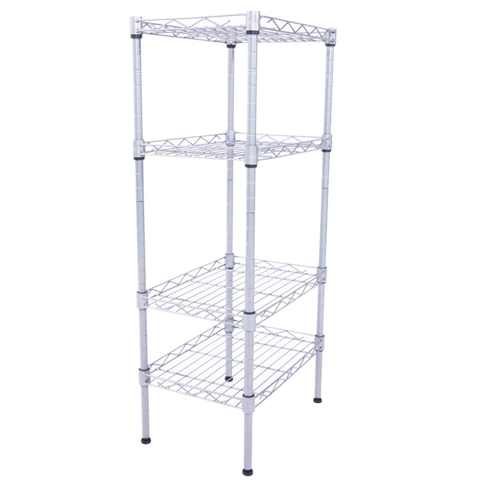 4-Tier Heavy Duty Steel Wire Shelving Unit - Adjustable Storage Rack for Laundry, Bathroom, Kitchen, Pantry & Closet (Black, 14