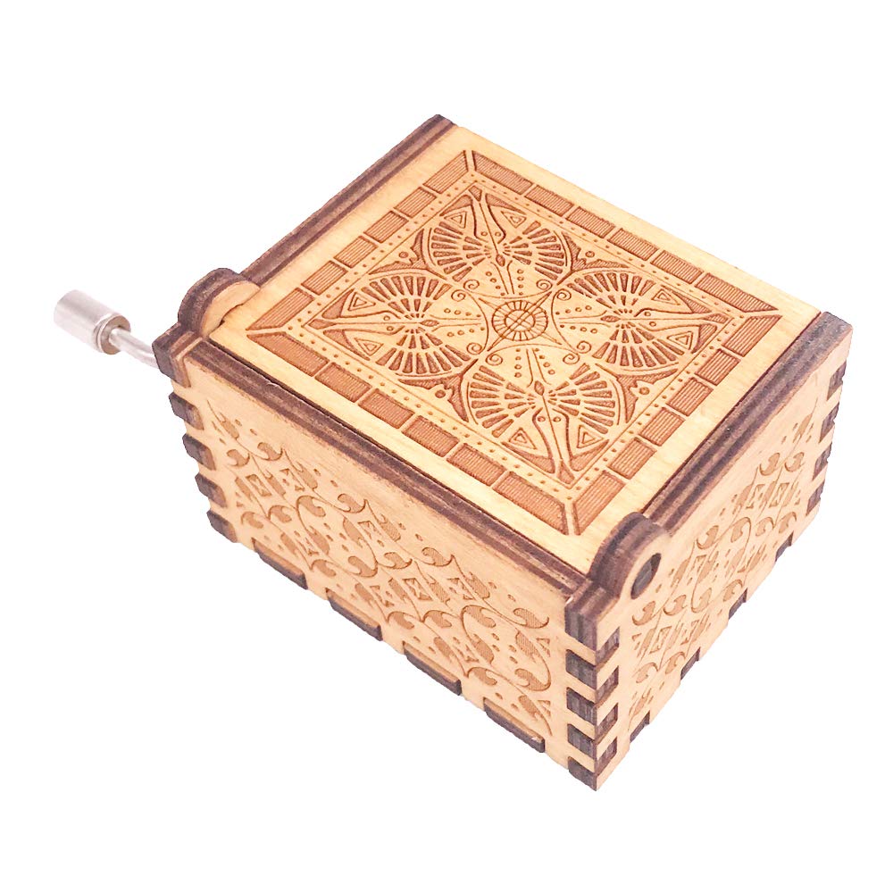 Lalaland Music Box Hand Crank - Wooden Carved Musical Box Plays Lalaland Theme Song - Brown - Perfect for Romantic Gifts, Home Decor & Movie Lovers
