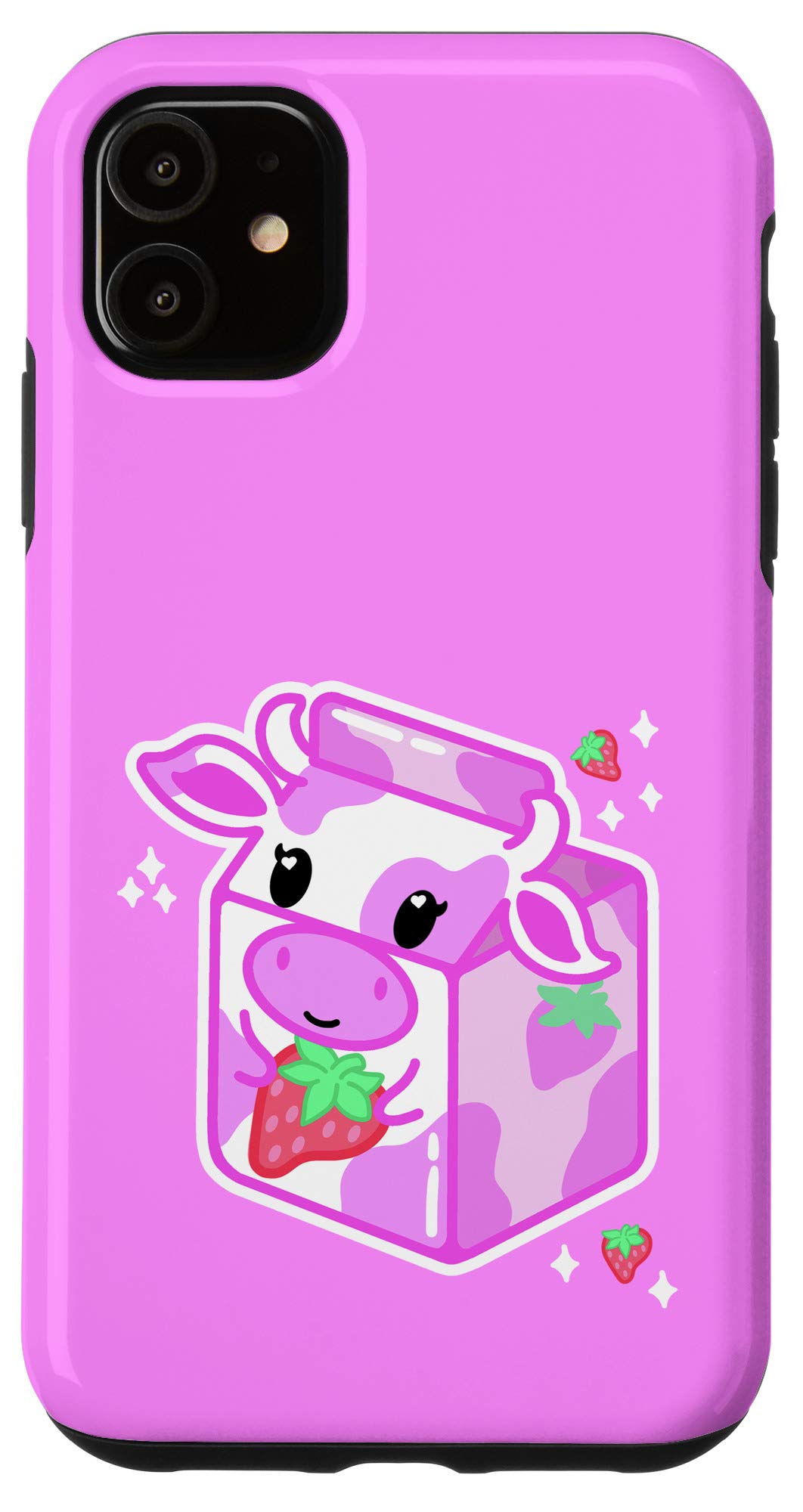 Cute Strawberry Milk Carton iPhone 11 Case - Kawaii Japanese Style Protective Cover for Girls - Perfect for School, Work & Everyday Use