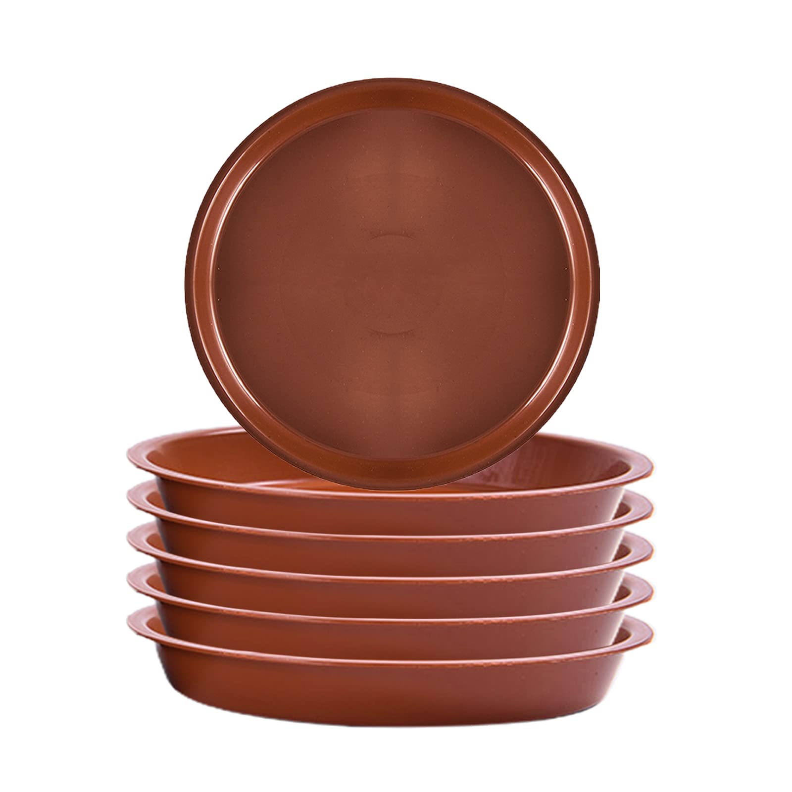 Kuppn 6 Pack 5.5 Inch Plastic Plant Saucers - Heavy Duty Drip Trays for Indoor & Outdoor Plants, Flower Pots & Garden Use - Brick Red (210401YF24-1-10551-1926255601) | Perfect for Drainage Protection Under Potted Plants on Decks, Patios & Windowsills